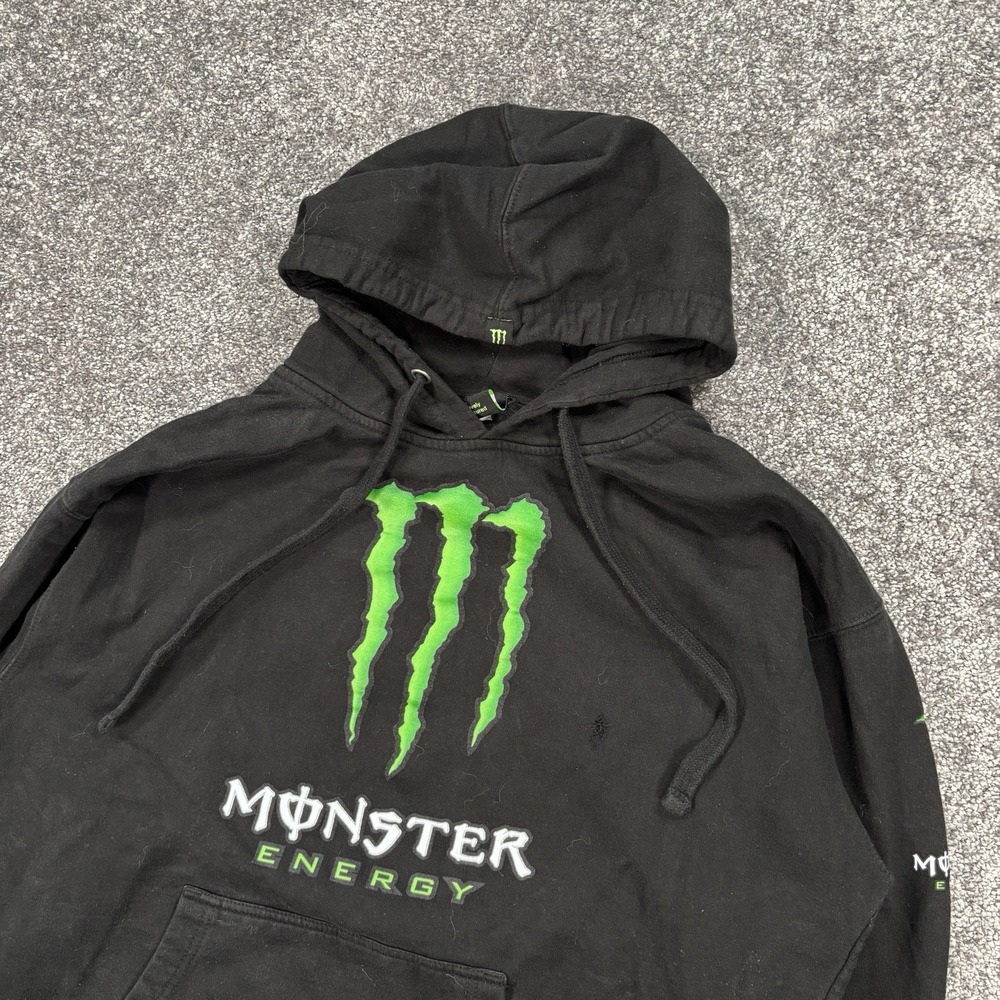 Vintage Monster Energy Black Hoodie Sweatshirt Men's Large Unleash The Beast